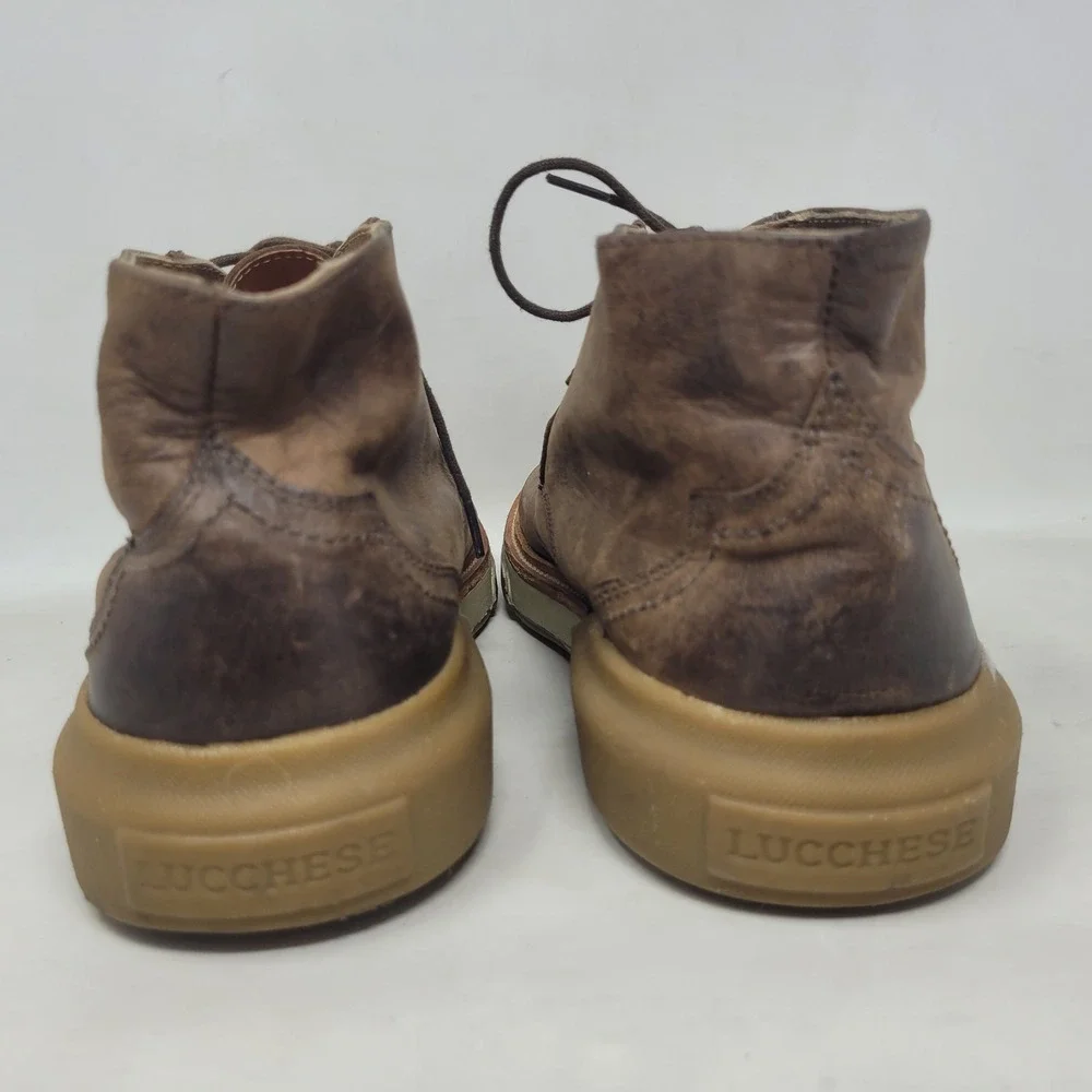Lucchese Boots 9.5M Brown Leather After Ride Chukka Lace Up Artisan Handcrafted